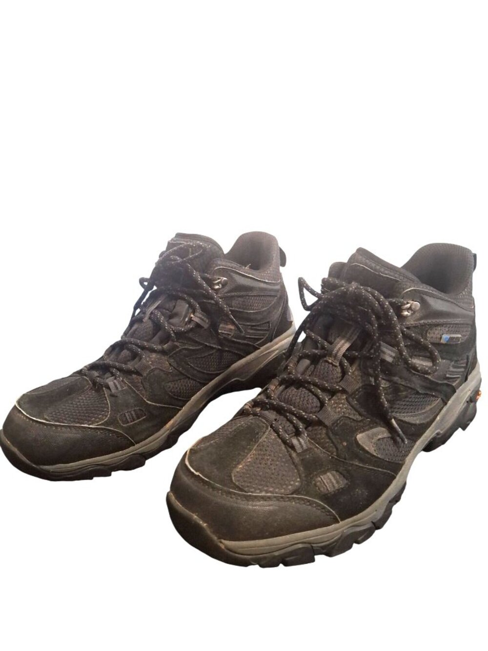 Mens Hi-Tec Ravis Mid Hiking Shoes Size 11M Black Suede & Fabric*SH15